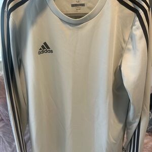 Adidas Gray Long Sleeve Tee with Signature Stripes